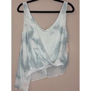 Free People Sea Wrap Tank Top Ocean Blue Chiffon Layered Asymmetrical Women's XS